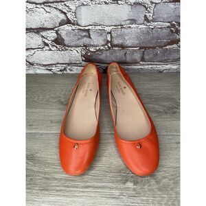 Kate Spade Keaton Slip On Leather Ballet Flats Neon Orange Casual Women Sz 9B US